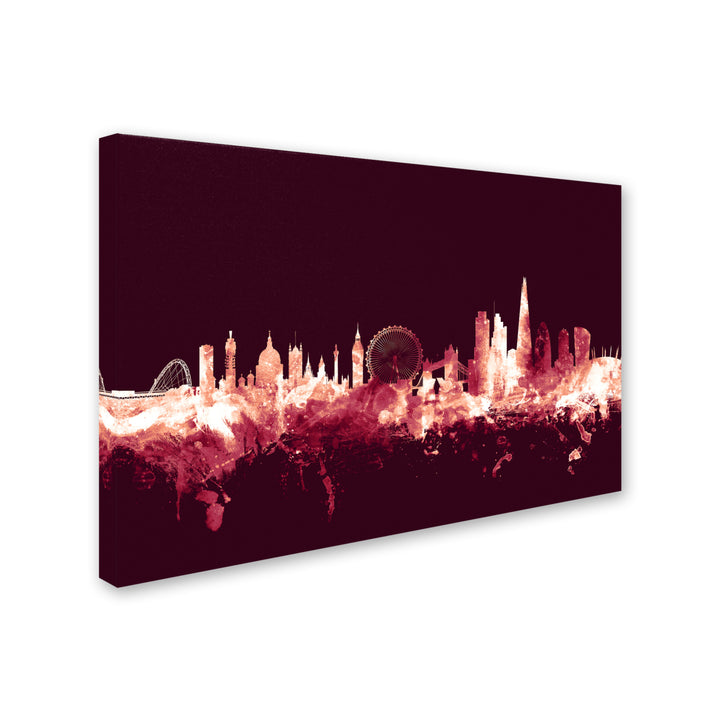 Michael Tompsett London England Skyline Maroon Canvas Art 16 x 24 Image 2