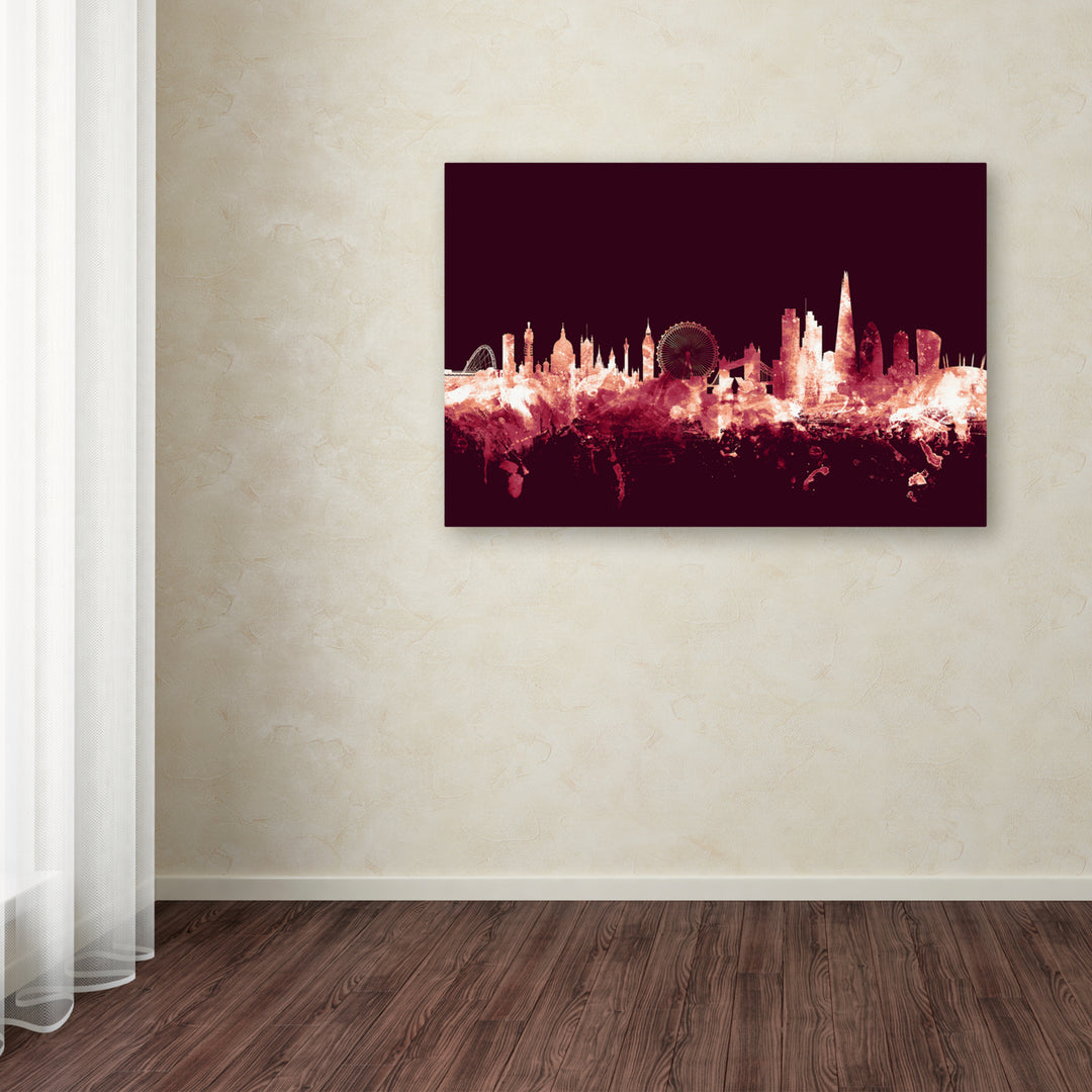 Michael Tompsett London England Skyline Maroon Canvas Art 16 x 24 Image 3