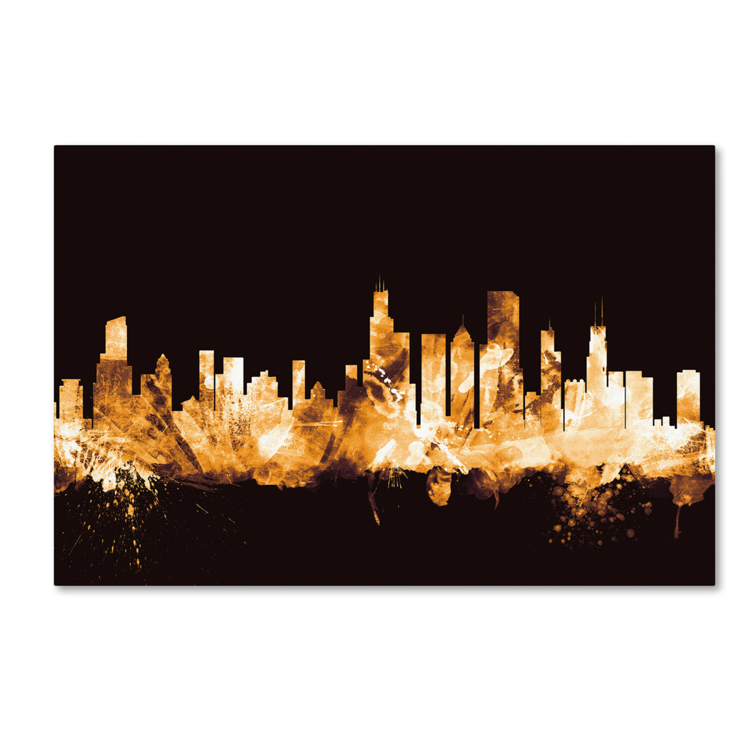 Michael Tompsett Chicago Illinois Skyline Gold Canvas Art 16 x 24 Image 1