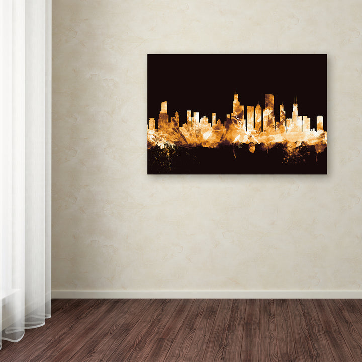 Michael Tompsett Chicago Illinois Skyline Gold Canvas Art 16 x 24 Image 3