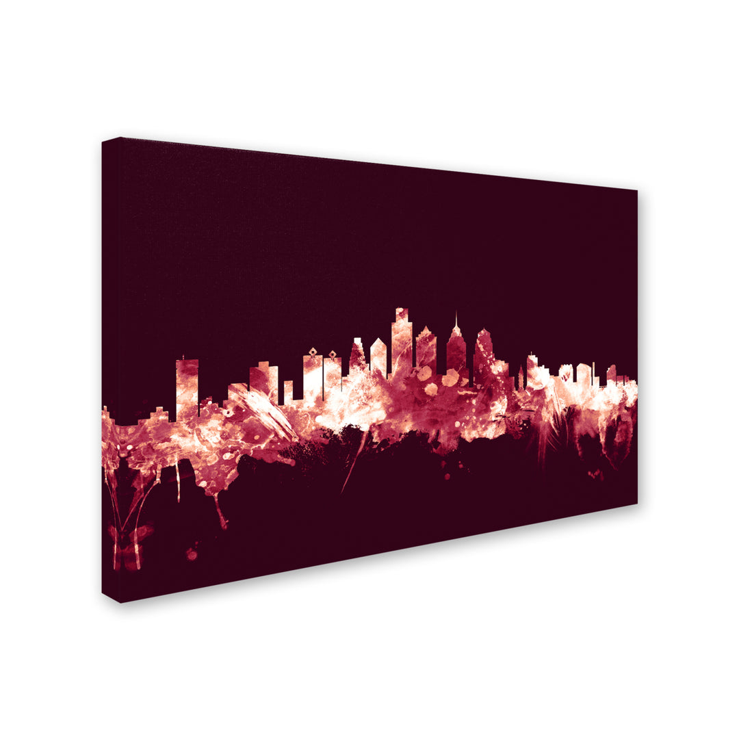 Michael Tompsett Philadelphia PA Skyline Maroon Canvas Art 16 x 24 Image 2