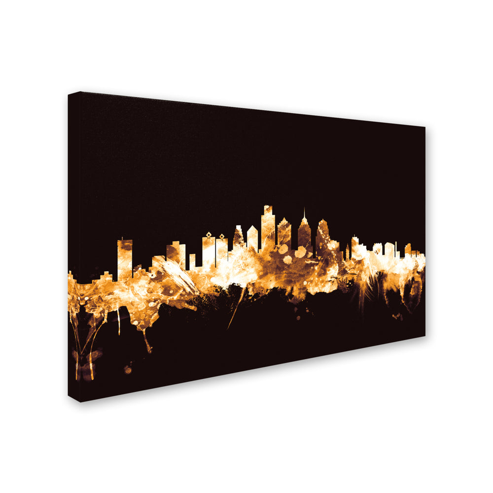 Michael Tompsett Philadelphia PA Skyline Gold Canvas Art 16 x 24 Image 2