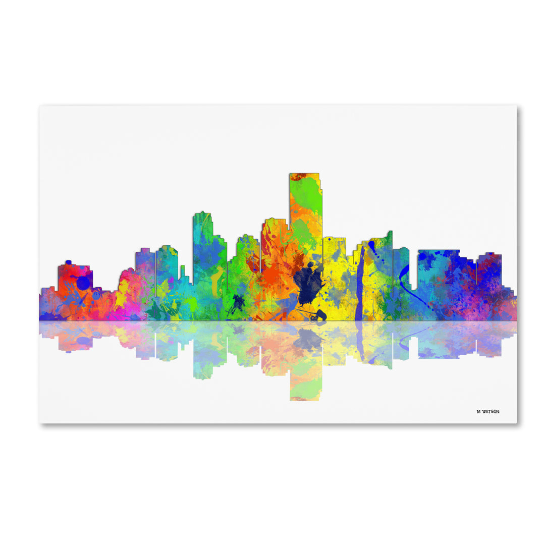 Marlene Watson Jersey City Jersey Skyline Canvas Art 16 x 24 Image 1