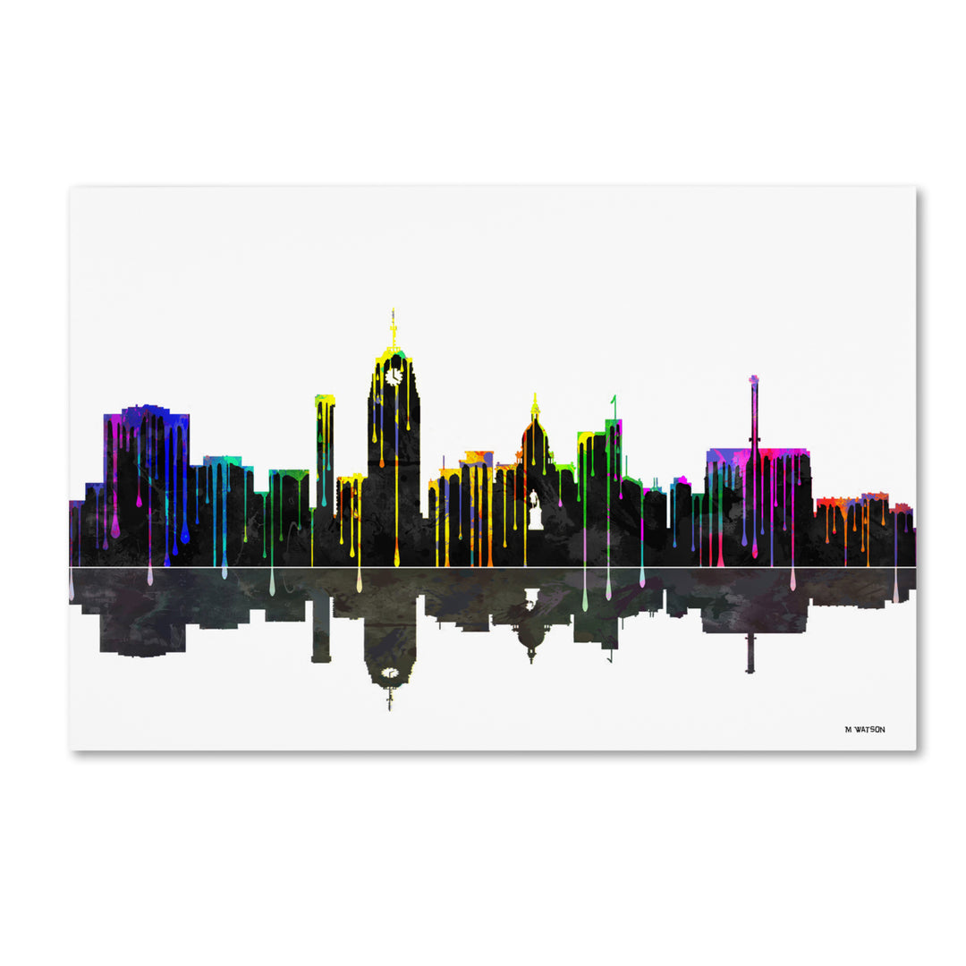 Marlene Watson Lansing Michigan Skyline II Canvas Art 16 x 24 Image 1