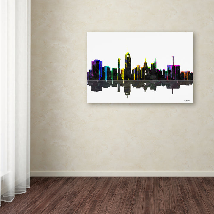 Marlene Watson Lansing Michigan Skyline II Canvas Art 16 x 24 Image 3