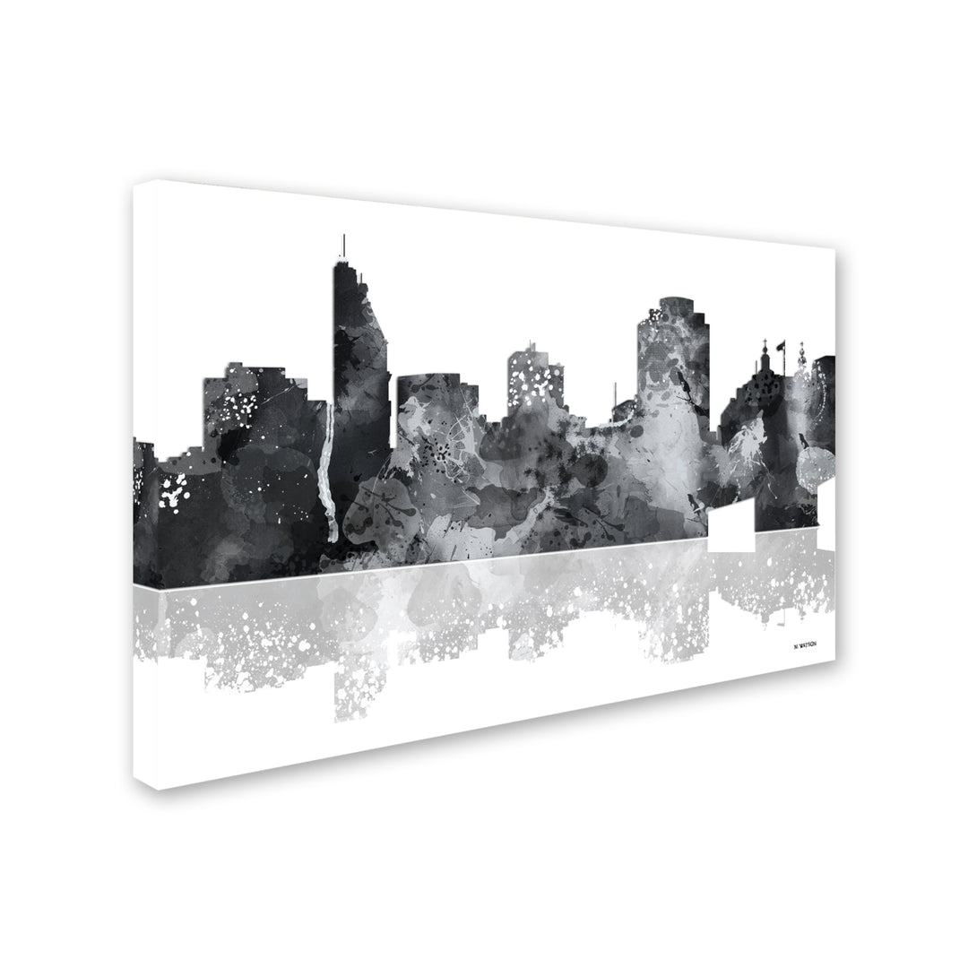 Marlene Watson Cincinatti Ohio Skyline BG-1 Canvas Art 16 x 24 Image 2