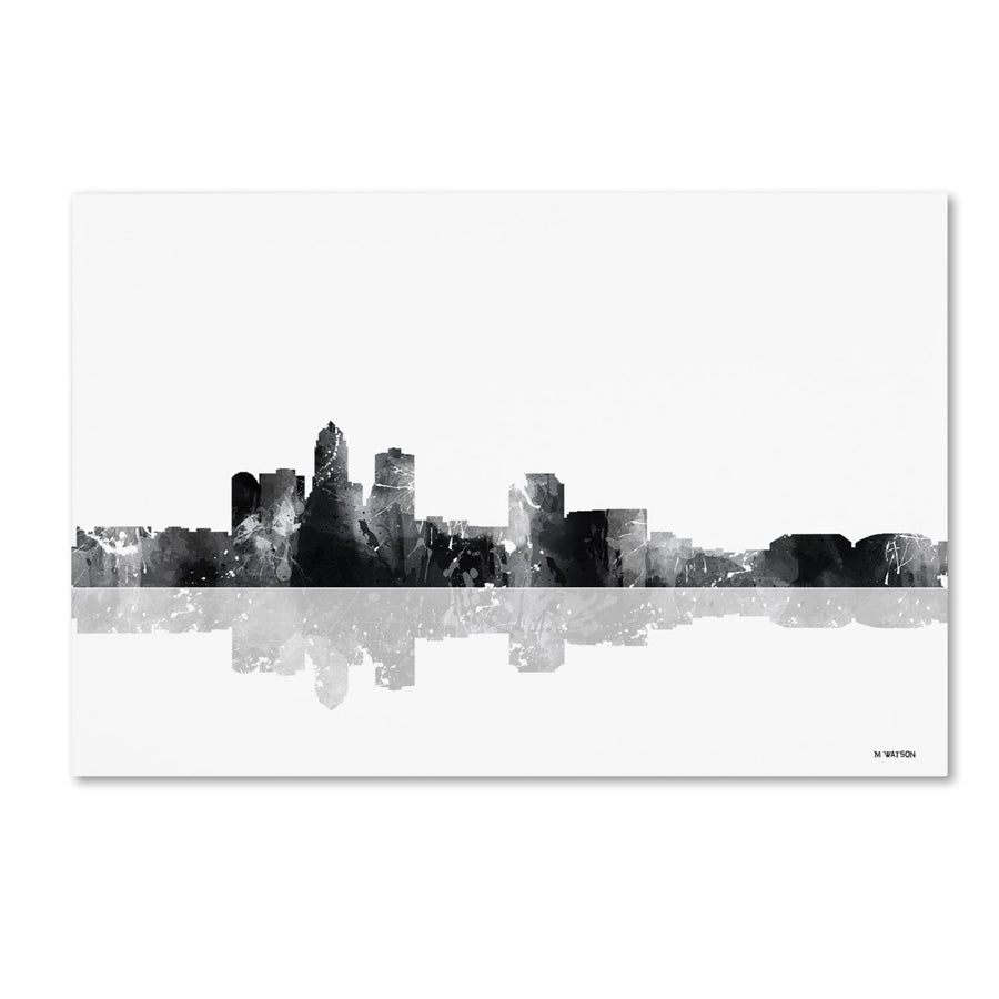 Marlene Watson Des Moines Iowa Skyline BG-1 Canvas Art 16 x 24 Image 1