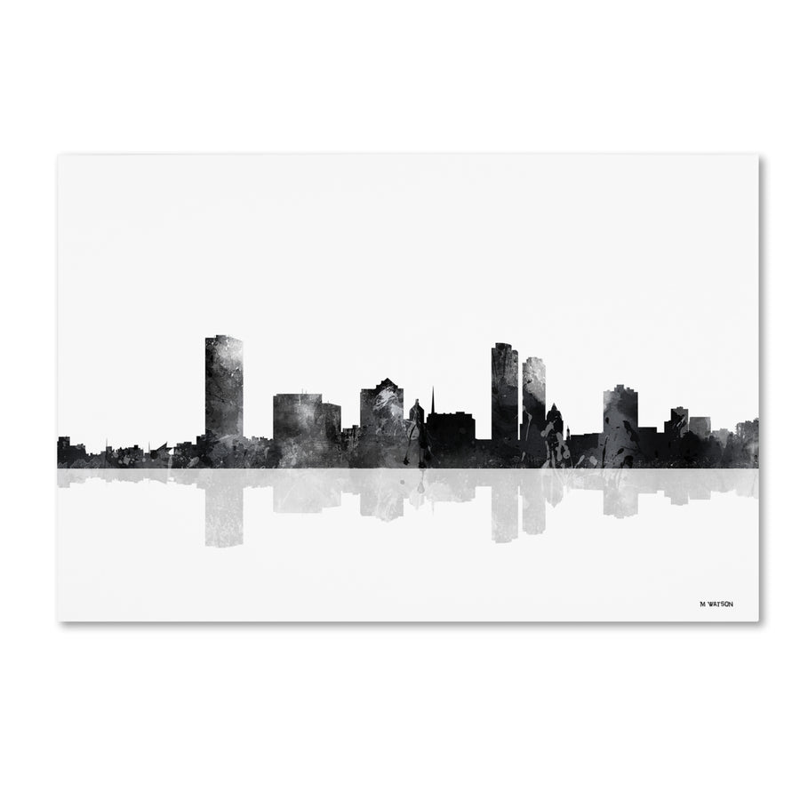 Marlene Watson Milwaukee Wisconsin Skyline BG-1 Canvas Art 16 x 24 Image 1