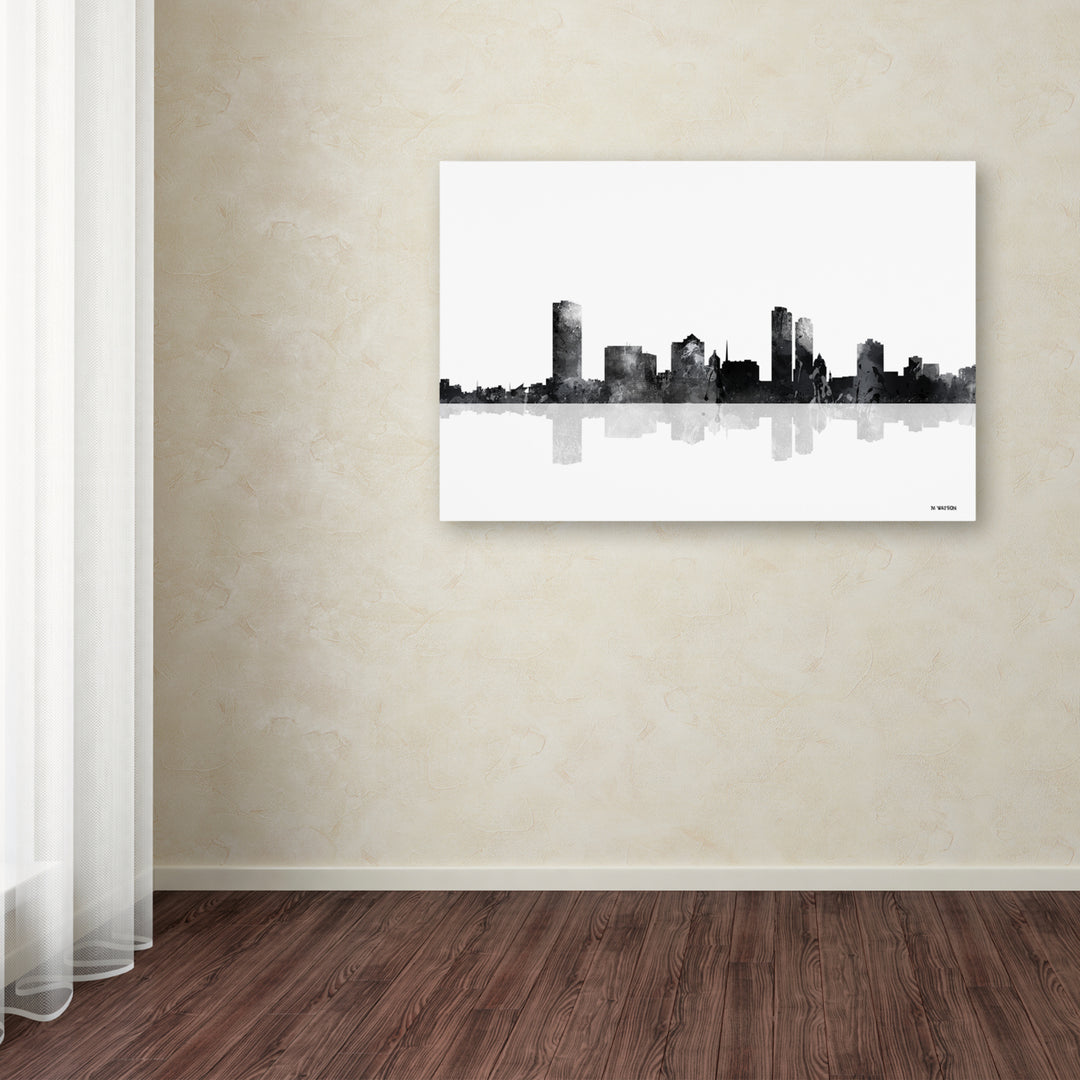 Marlene Watson Milwaukee Wisconsin Skyline BG-1 Canvas Art 16 x 24 Image 3