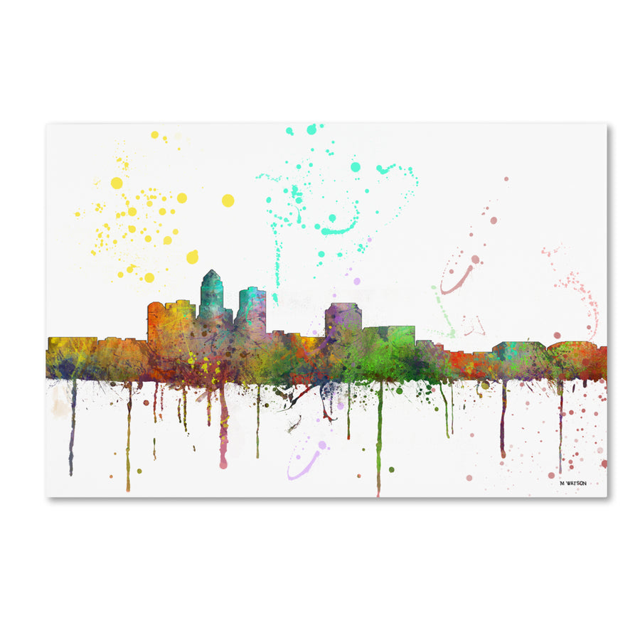 Marlene Watson Des Moines Iowa Skyline Mclr-1 Canvas Art 16 x 24 Image 1