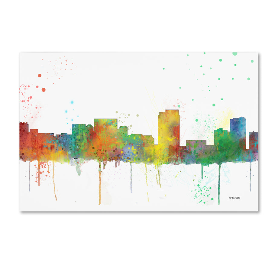 Marlene Watson Honolulu Hawaii Skyline Mclr-1 Canvas Art 16 x 24 Image 1