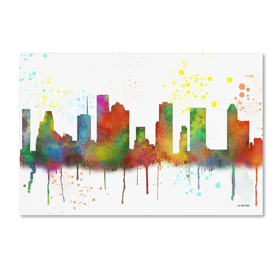 Marlene Watson Houston Texas Skyline Mclr-1 Canvas Art 16 x 24 Image 1