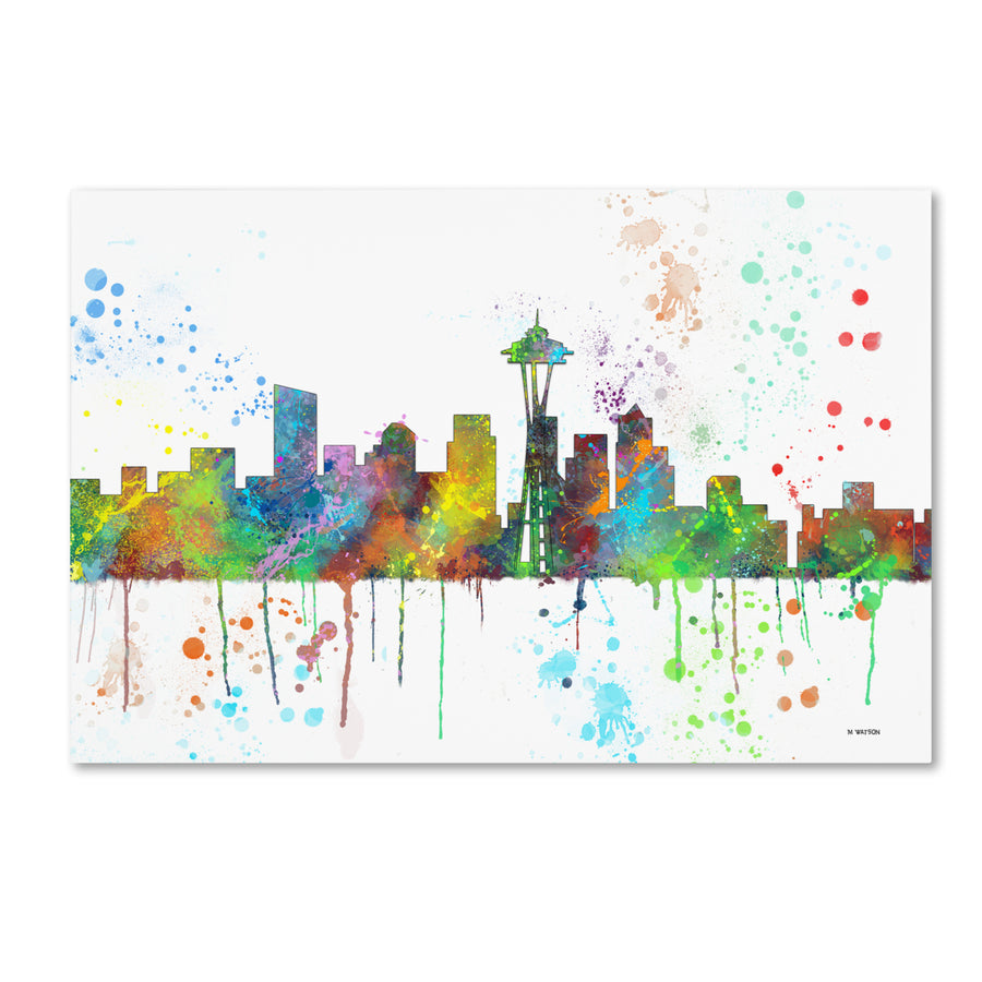 Marlene Watson Seattle Washington Skyline Mclr-1 Canvas Art 16 x 24 Image 1