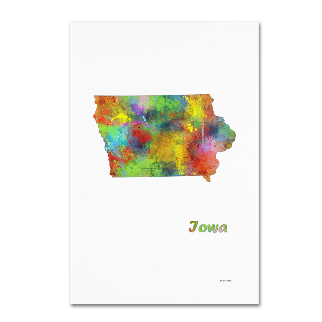 Marlene Watson Iowa State Map-1 Canvas Art 16 x 24 Image 1