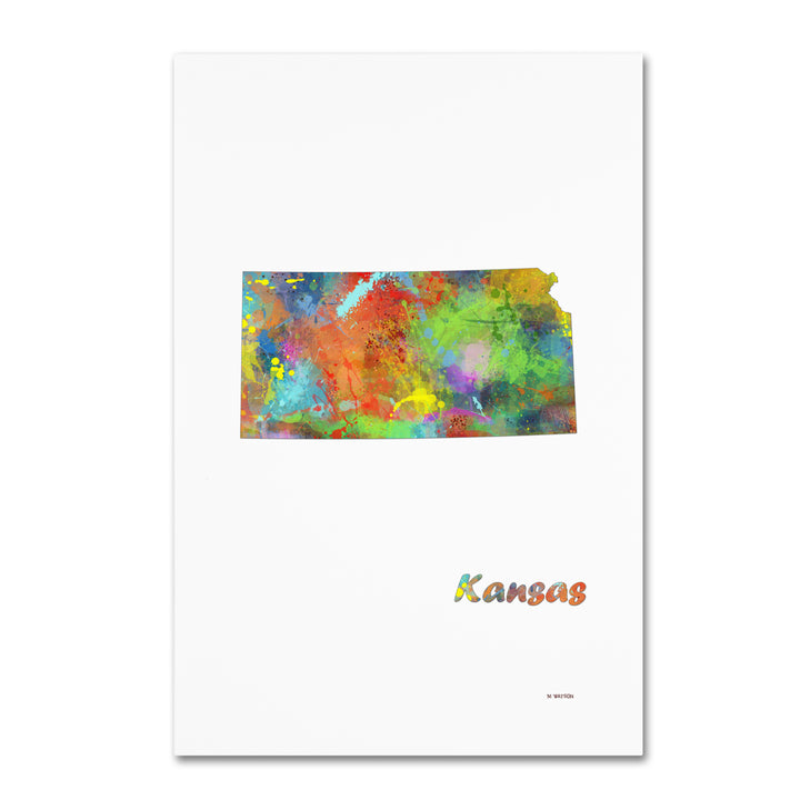 Marlene Watson Kansas State Map-1 Canvas Art 16 x 24 Image 1