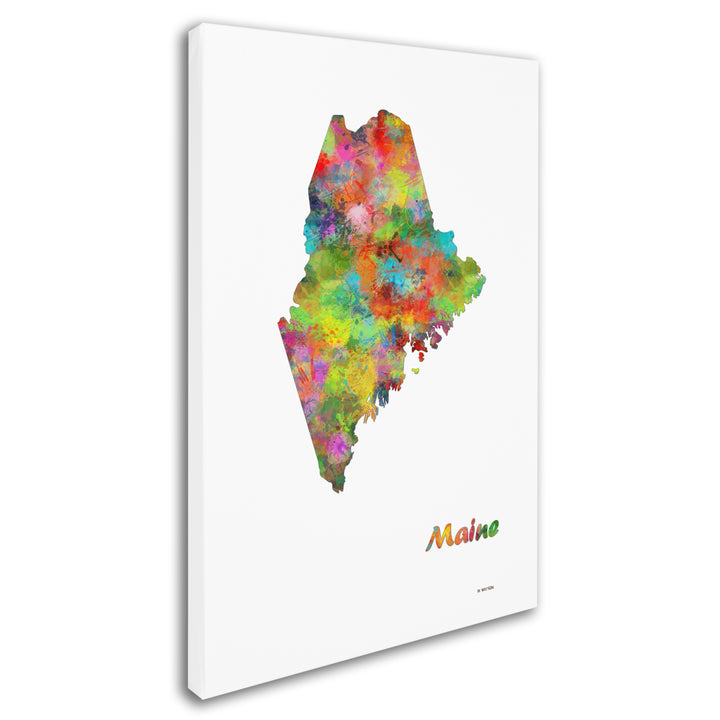 Marlene Watson Maine State Map-1 Canvas Art 16 x 24 Image 2