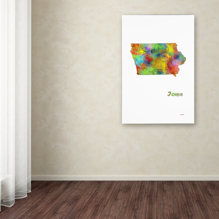 Marlene Watson Iowa State Map-1 Canvas Art 16 x 24 Image 3