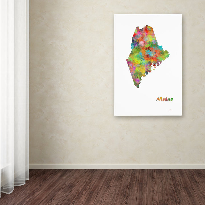 Marlene Watson Maine State Map-1 Canvas Art 16 x 24 Image 3