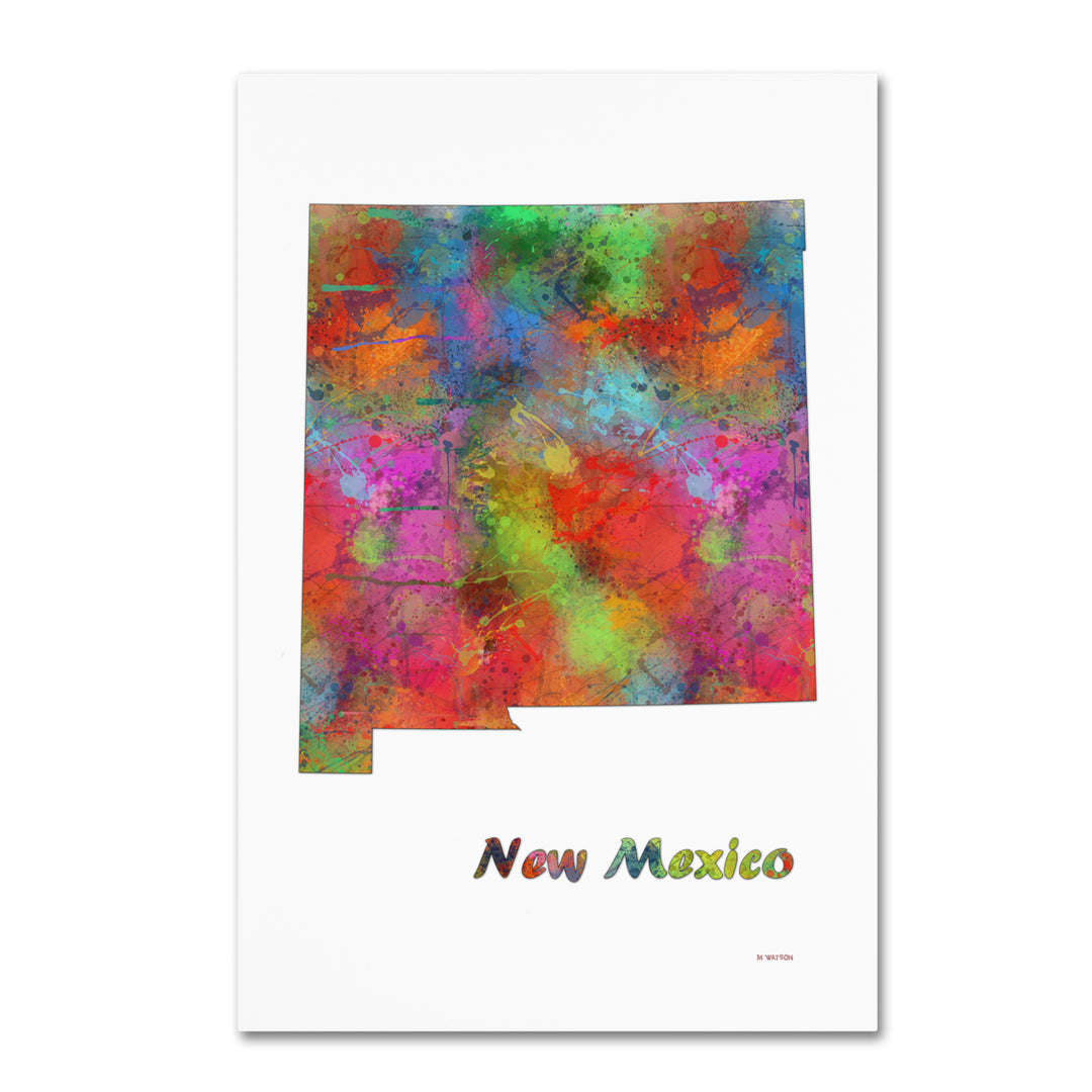 Marlene Watson Mexico State Map-1 Canvas Art 16 x 24 Image 1