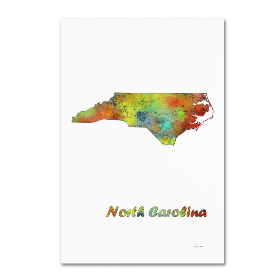 Marlene Watson North Carolina State Map-1 Canvas Art 16 x 24 Image 1