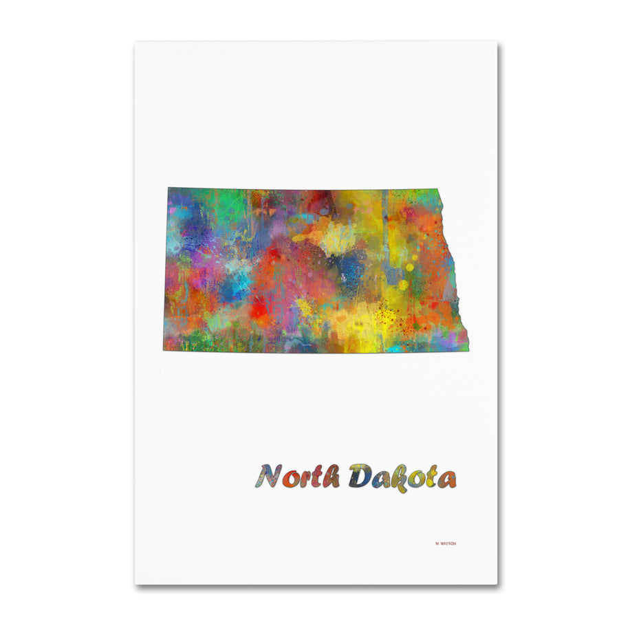 Marlene Watson North Dakota State Map-1 Canvas Art 16 x 24 Image 1