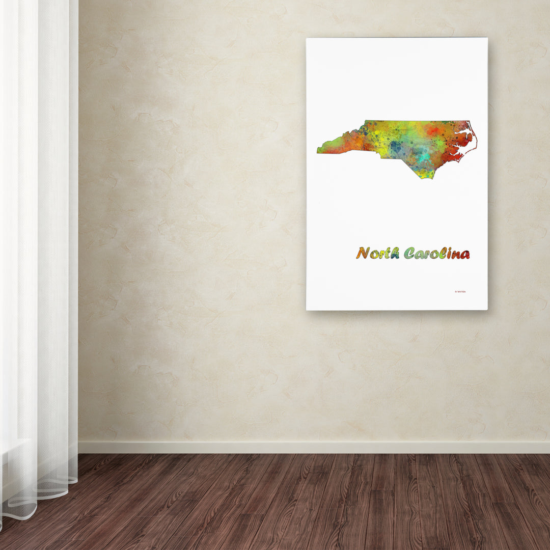 Marlene Watson North Carolina State Map-1 Canvas Art 16 x 24 Image 3