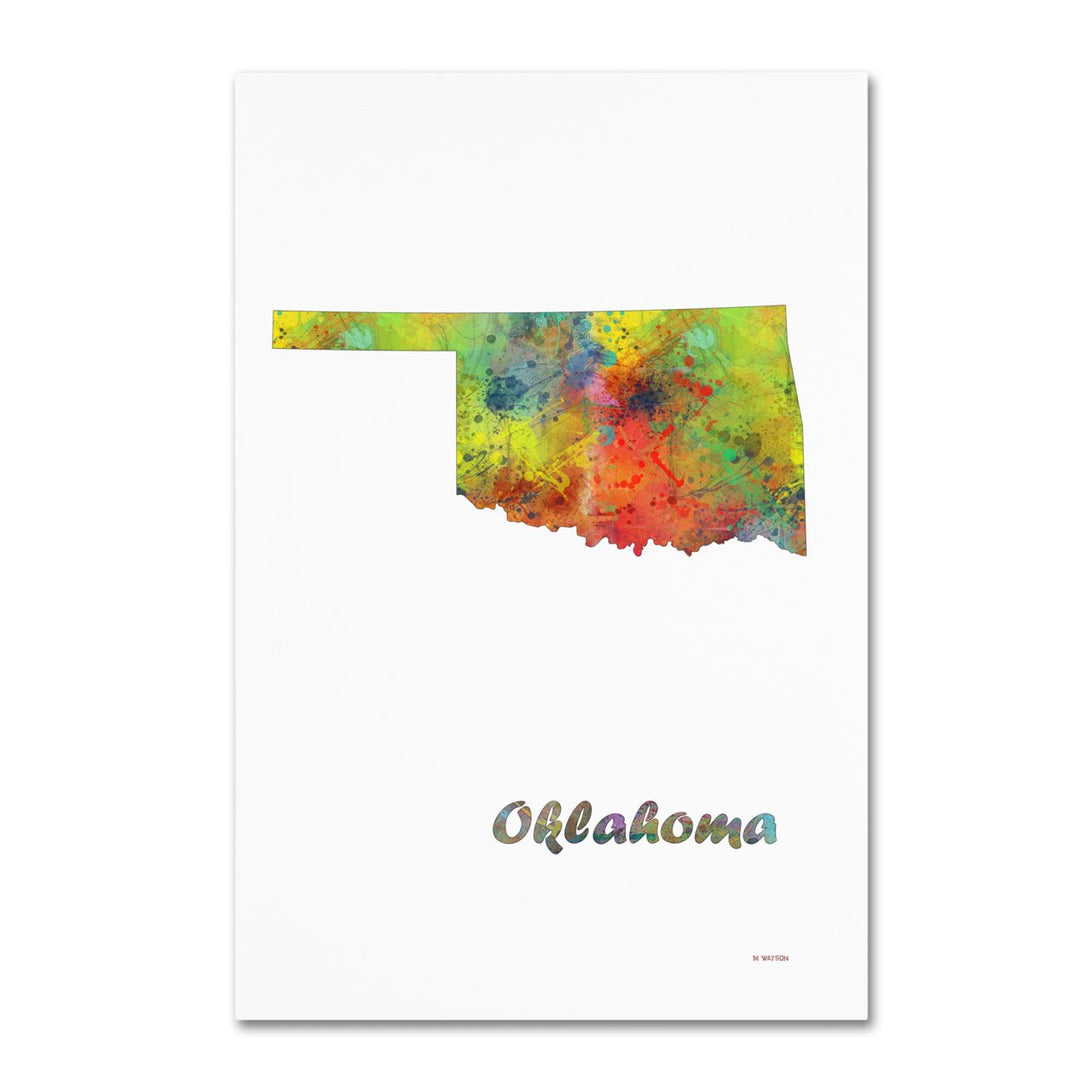 Marlene Watson Oklahoma State Map-1 Canvas Art 16 x 24 Image 1