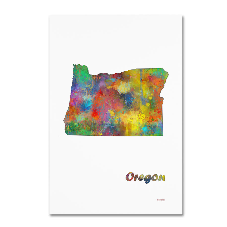 Marlene Watson Oregon State Map-1 Canvas Art 16 x 24 Image 1