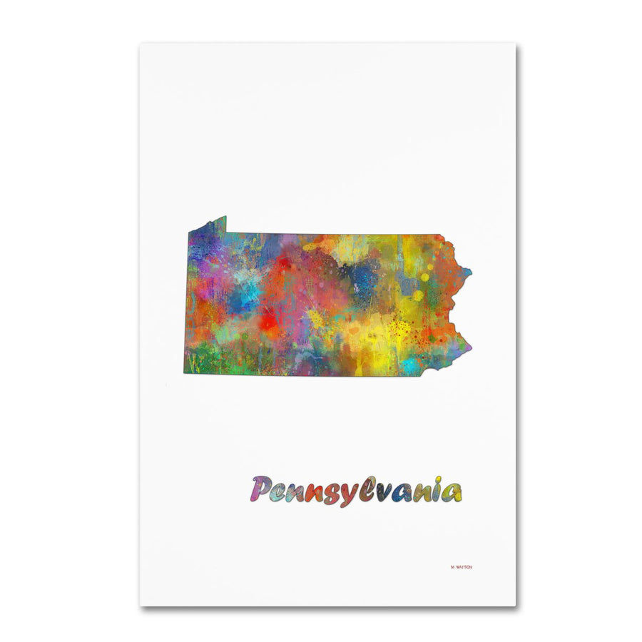 Marlene Watson Pennsylvania State Map-1 Canvas Art 16 x 24 Image 1