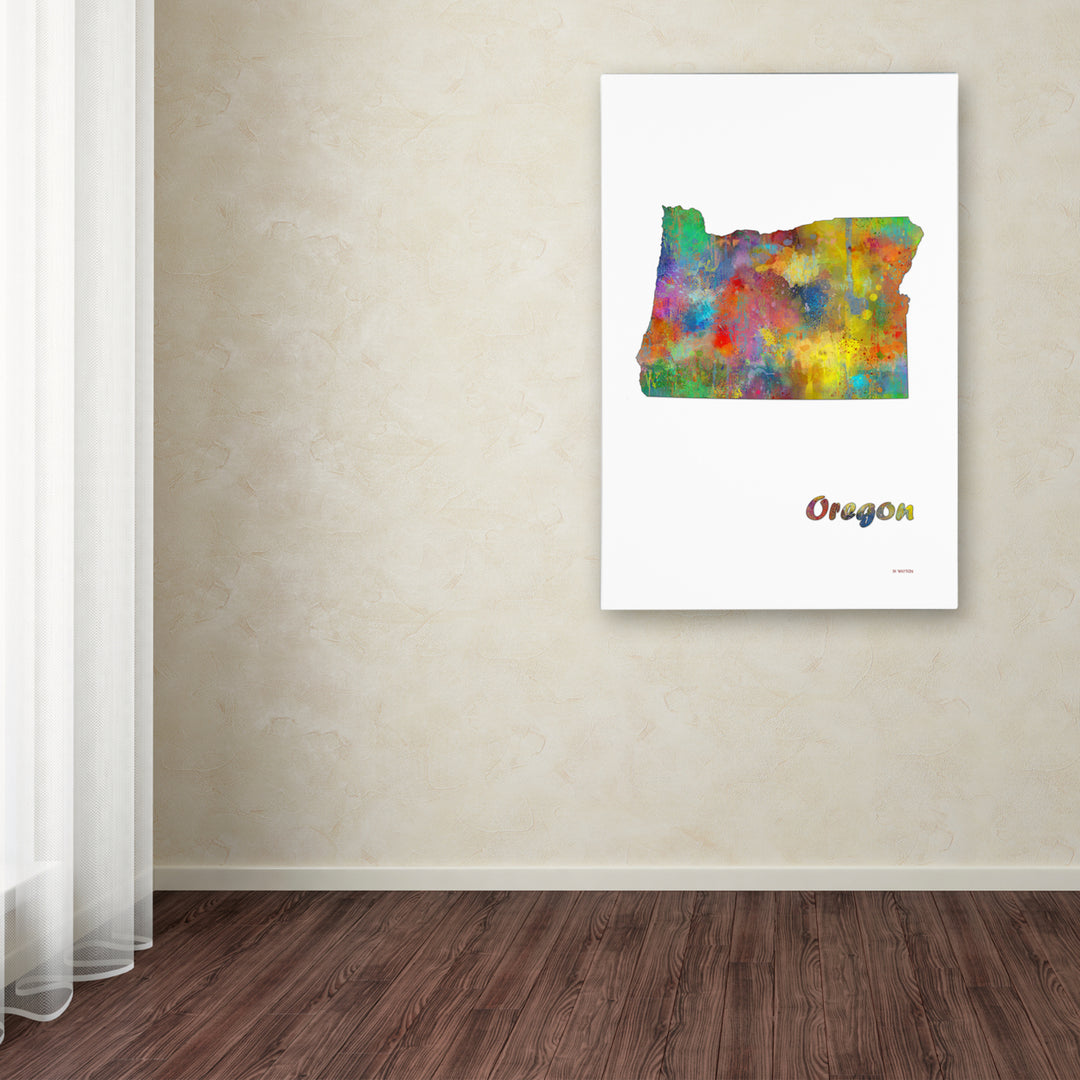 Marlene Watson Oregon State Map-1 Canvas Art 16 x 24 Image 3