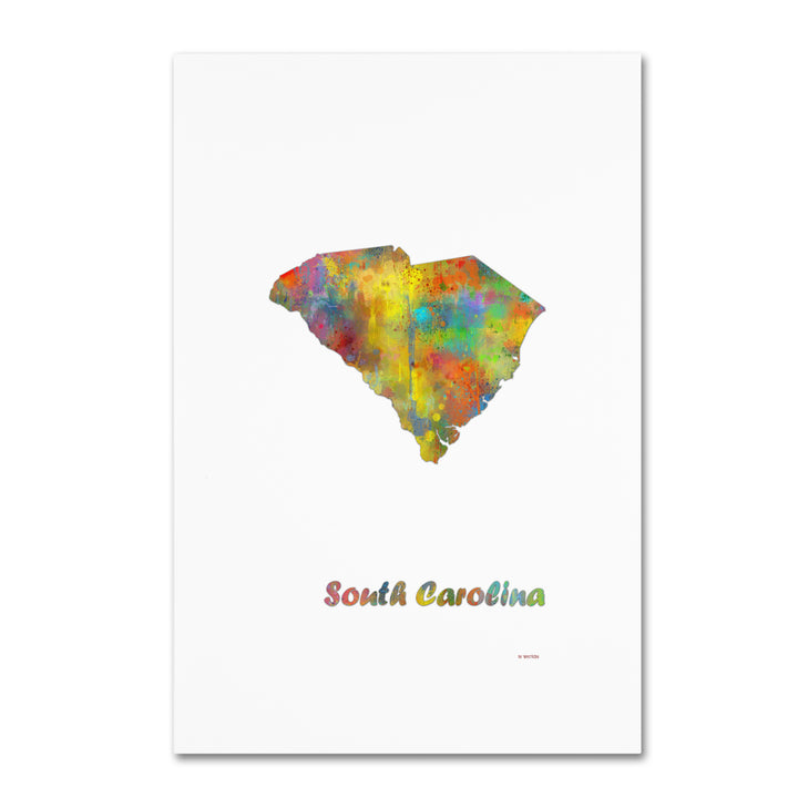 Marlene Watson South Carolina State Map-1 Canvas Art 16 x 24 Image 1