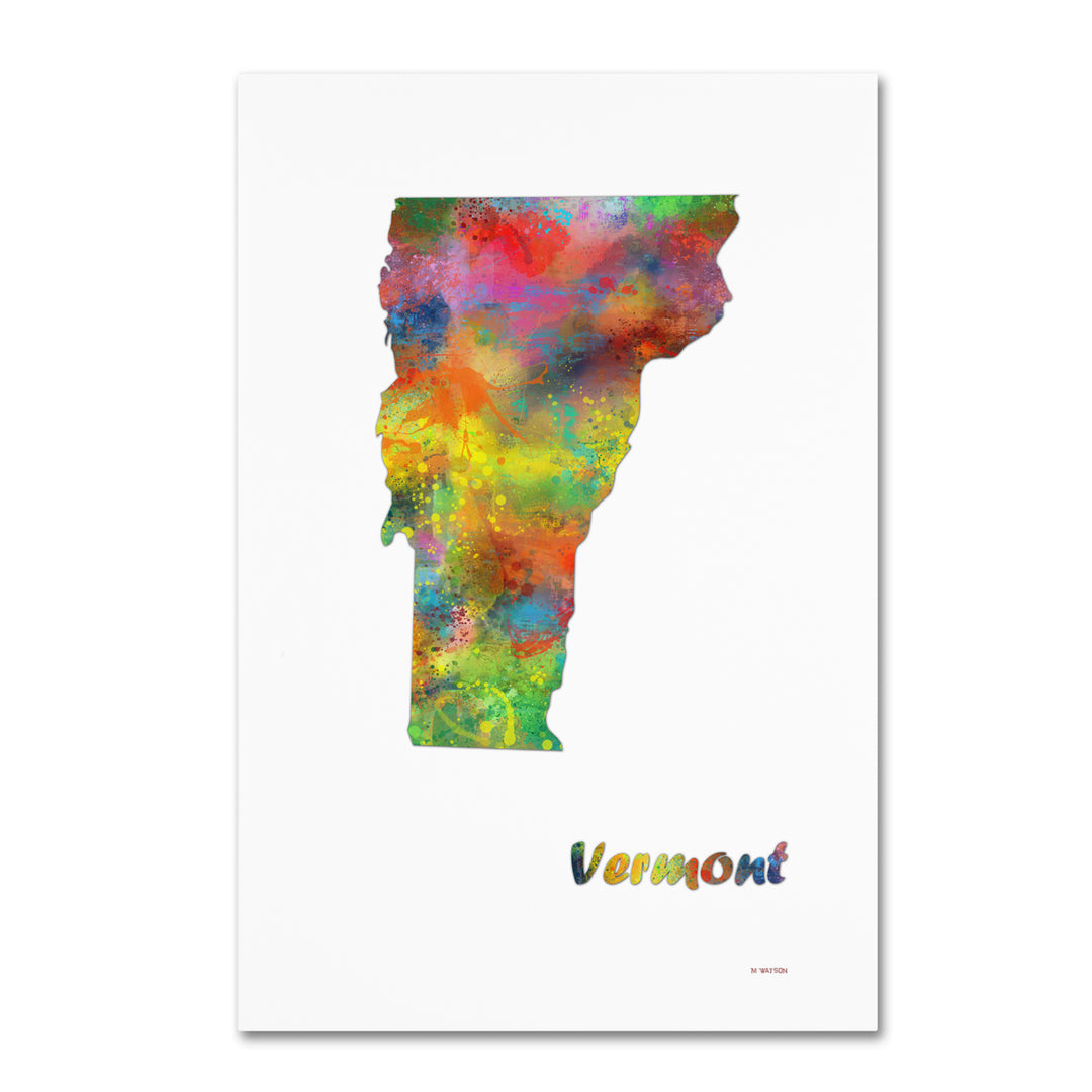 Marlene Watson Vermont State Map-1 Canvas Art 16 x 24 Image 1
