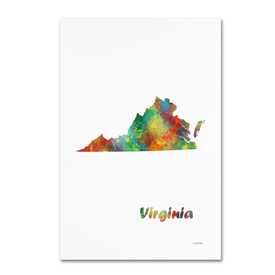 Marlene Watson Virginia State Map-1 Canvas Art 16 x 24 Image 1