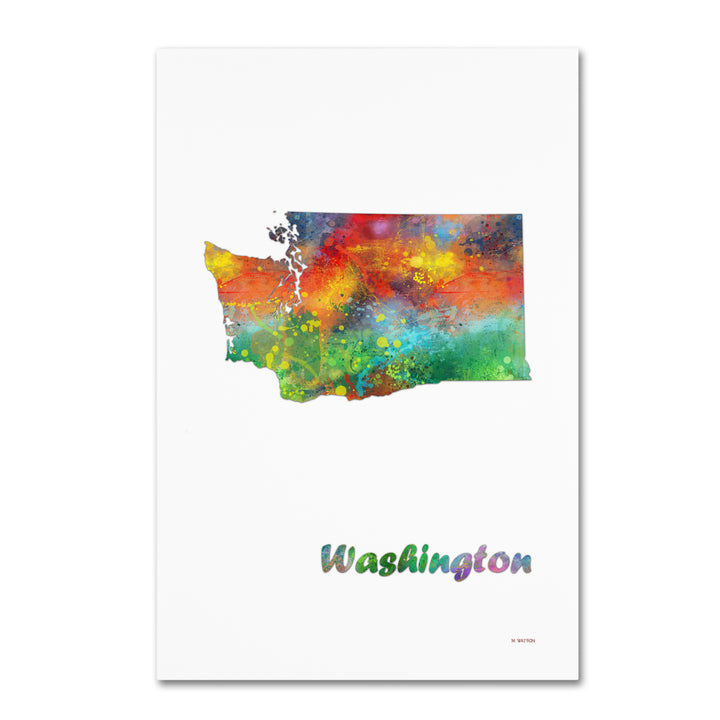 Marlene Watson Washington State Map-1 Canvas Art 16 x 24 Image 1