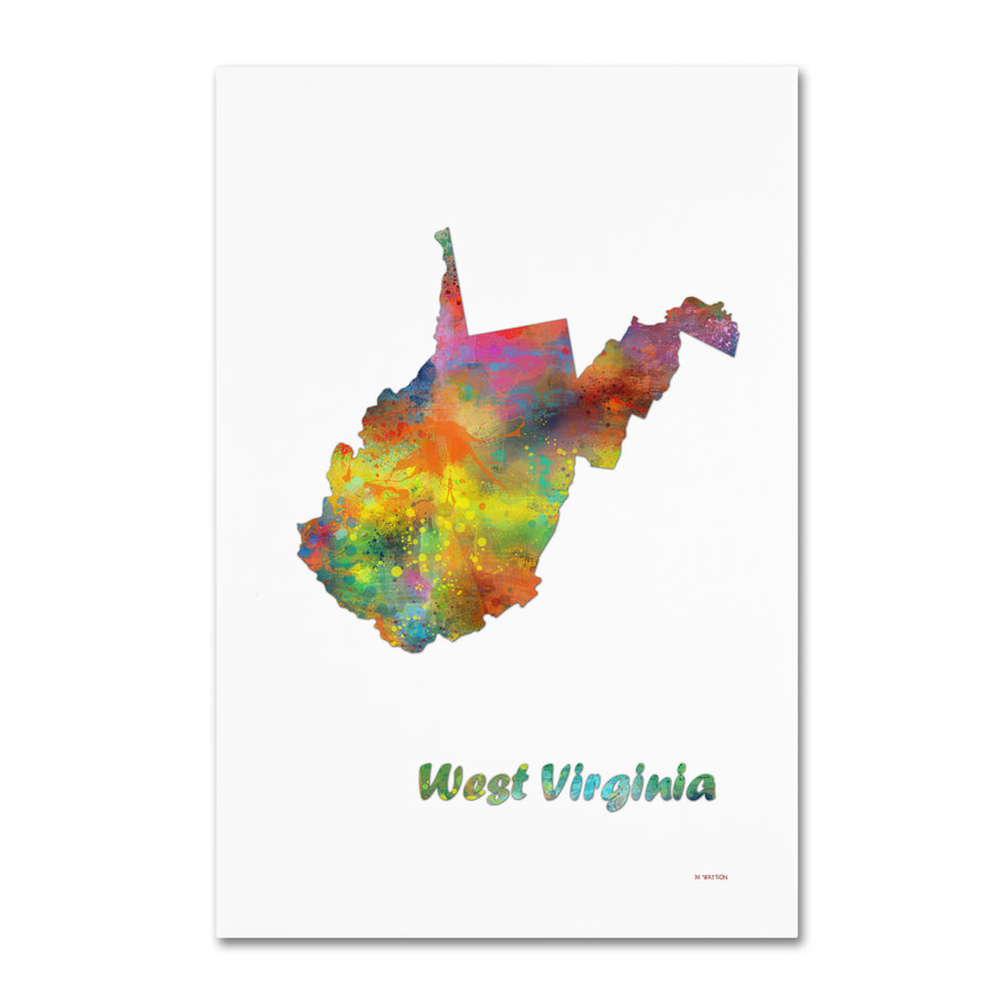 Marlene Watson West Virginia State Map-1 Canvas Art 16 x 24 Image 1
