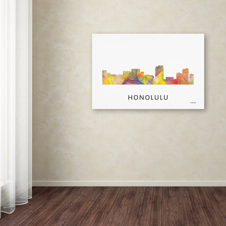 Marlene Watson Honolulu Hawaii Skyline WB-1 Canvas Art 16 x 24 Image 3