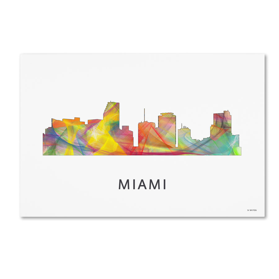 Marlene Watson Miami Florida Skyline WB-1 Canvas Art 16 x 24 Image 1