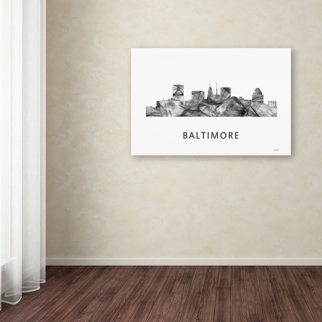 Marlene Watson Baltimore Maryland Skyline WB-BW Canvas Art 16 x 24 Image 3