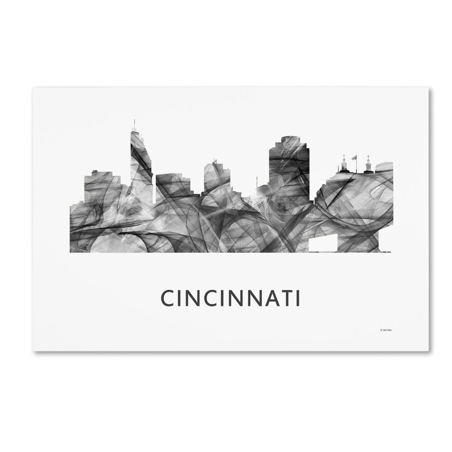 Marlene Watson Cincinnati Ohio Skyline WB-BW Canvas Art 16 x 24 Image 1