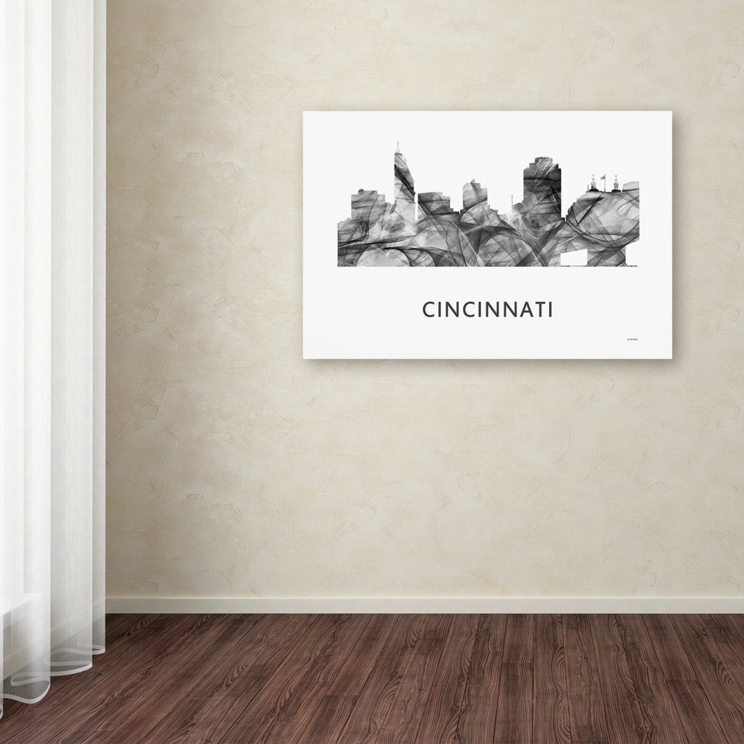 Marlene Watson Cincinnati Ohio Skyline WB-BW Canvas Art 16 x 24 Image 3