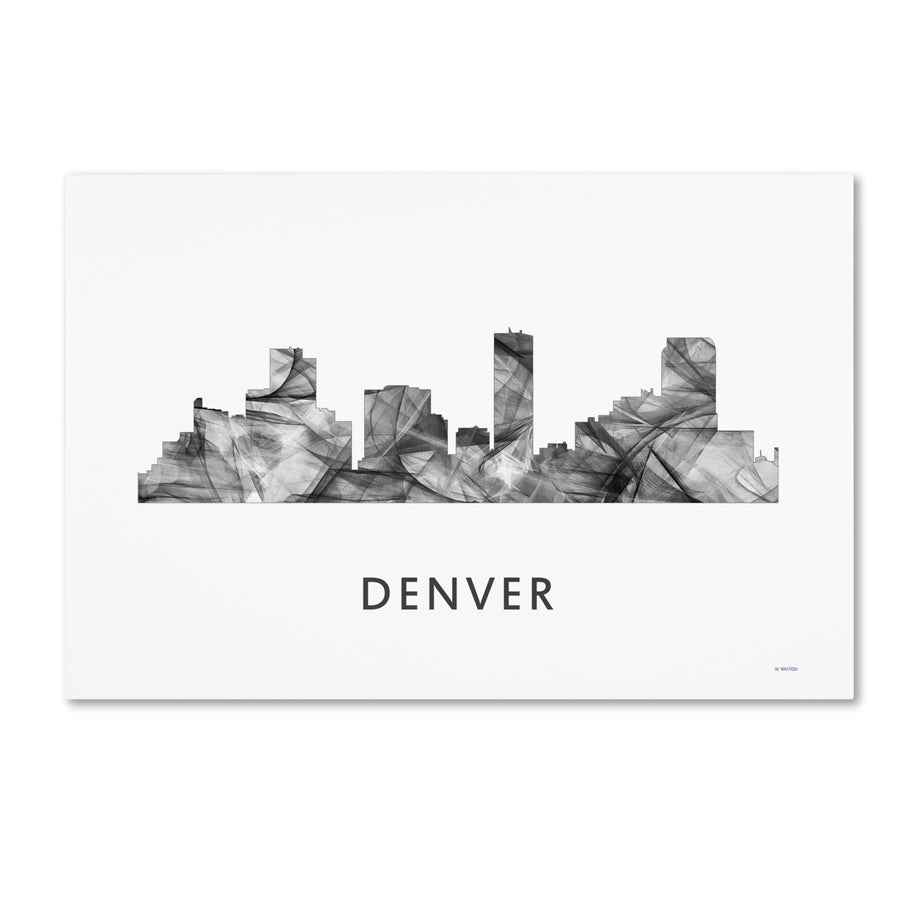 Marlene Watson Denver Colorado Skyline WB-BW Canvas Art 16 x 24 Image 1