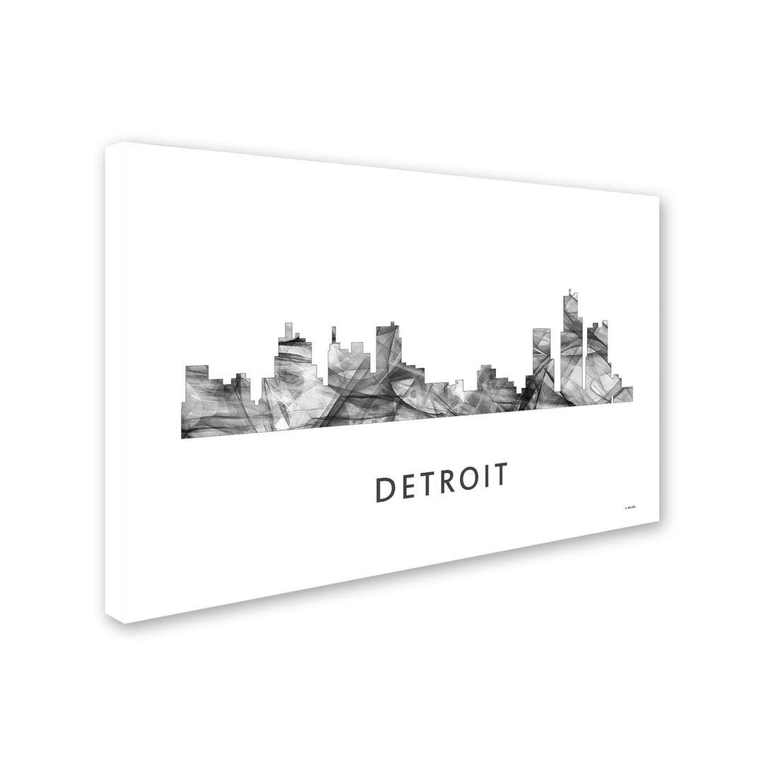 Marlene Watson Detroit Michigan Skyline WB-BW Canvas Art 16 x 24 Image 2