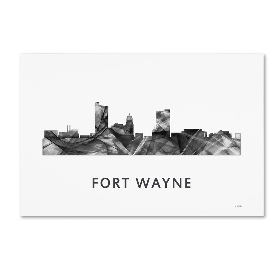 Marlene Watson Fort Wayne Indiana Skyline WB-BW Canvas Art 16 x 24 Image 1