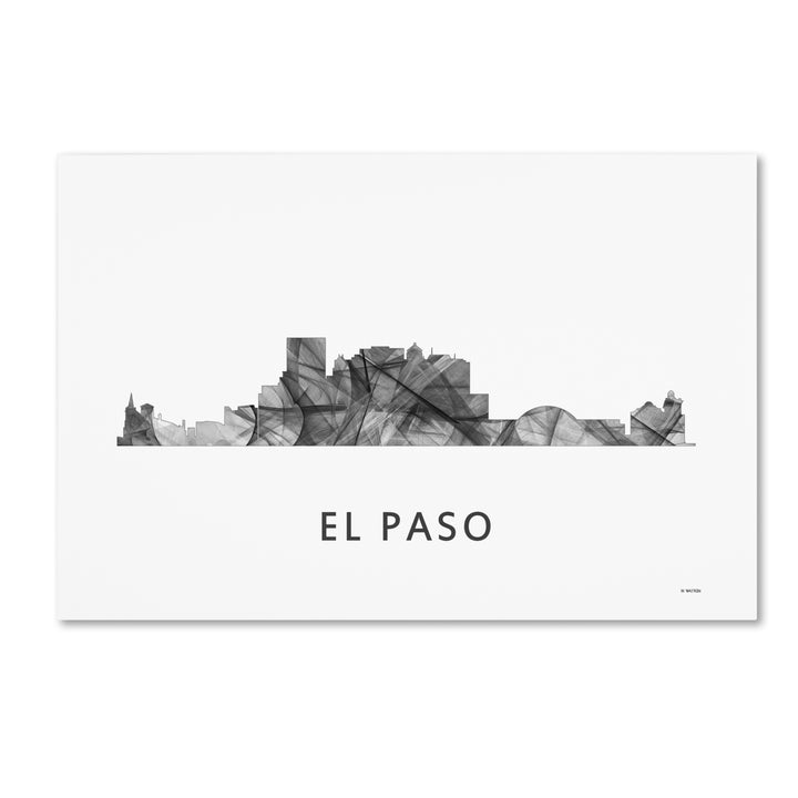 Marlene Watson El Paso Texas Skyline WB-BW Canvas Art 16 x 24 Image 1