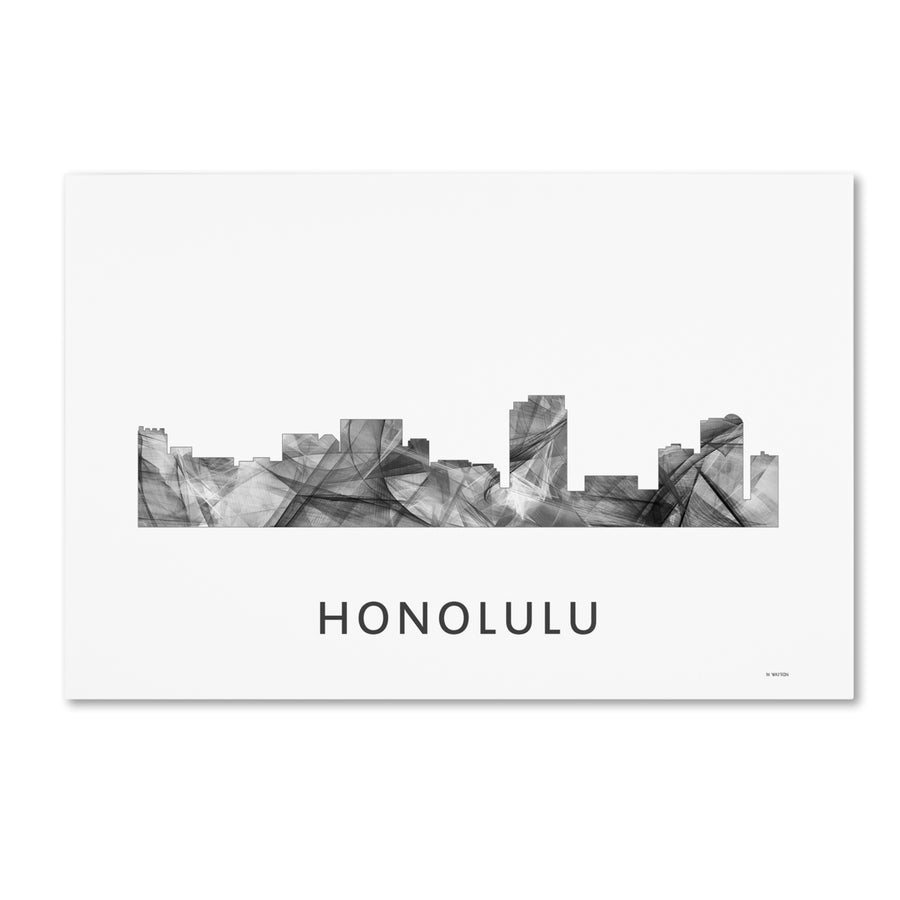 Marlene Watson Honolulu Hawaii Skyline WB-BW Canvas Art 16 x 24 Image 1