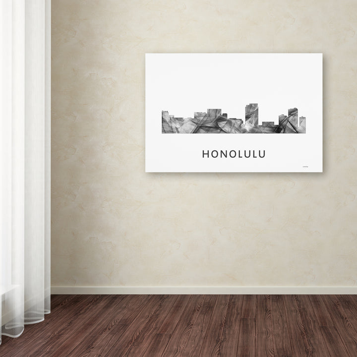 Marlene Watson Honolulu Hawaii Skyline WB-BW Canvas Art 16 x 24 Image 3