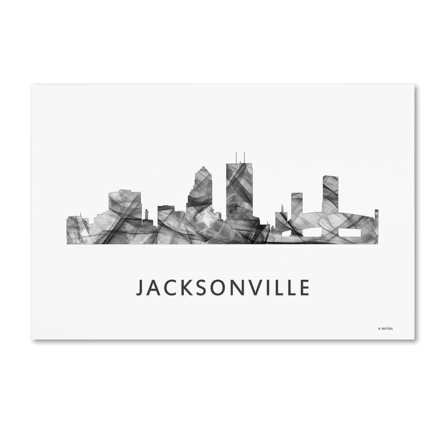 Marlene Watson Jacksonville Florida Skyline WB-BW Canvas Art 16 x 24 Image 1