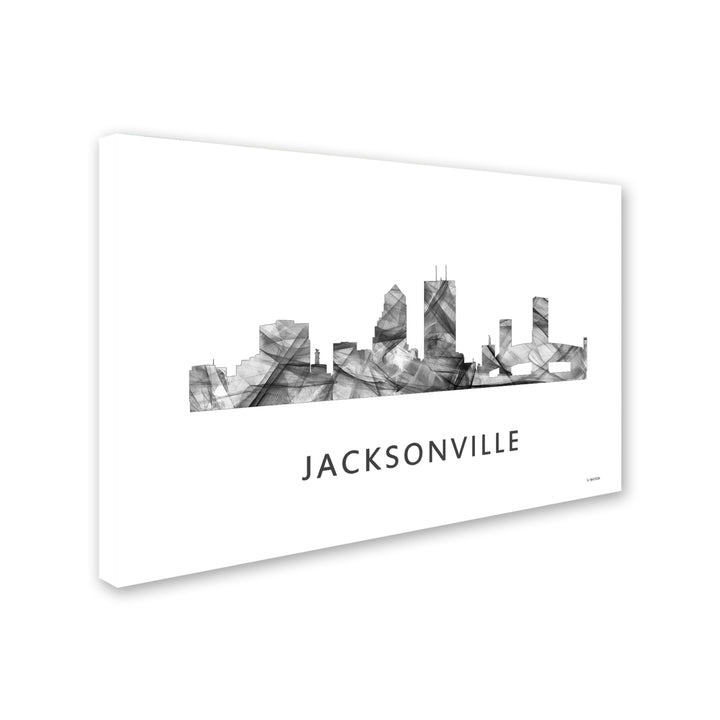 Marlene Watson Jacksonville Florida Skyline WB-BW Canvas Art 16 x 24 Image 2