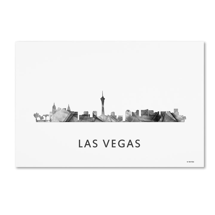 Marlene Watson Las Vegas Nevada Skyline WB-BW Canvas Art 16 x 24 Image 1