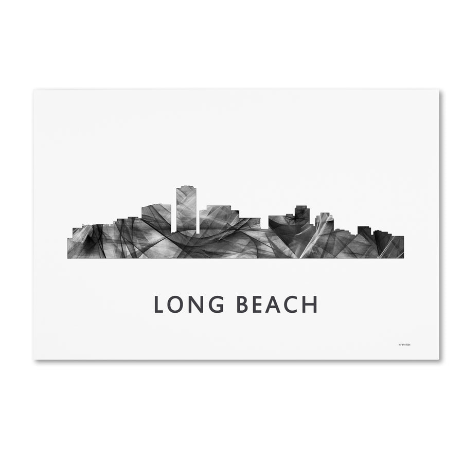 Marlene Watson Long Beach California Skyline WB-BW Canvas Art 16 x 24 Image 1